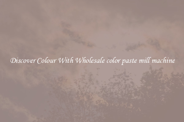 Discover Colour With Wholesale color paste mill machine